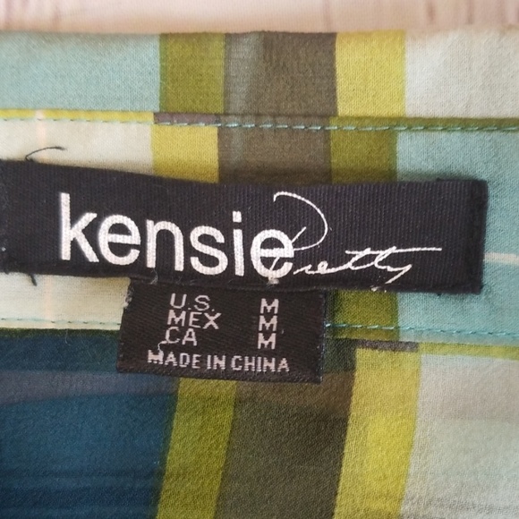 DONATING 2/1 KENSIE 100% SILK PRINT BUTTON BLOUSE. - Picture 5 of 8